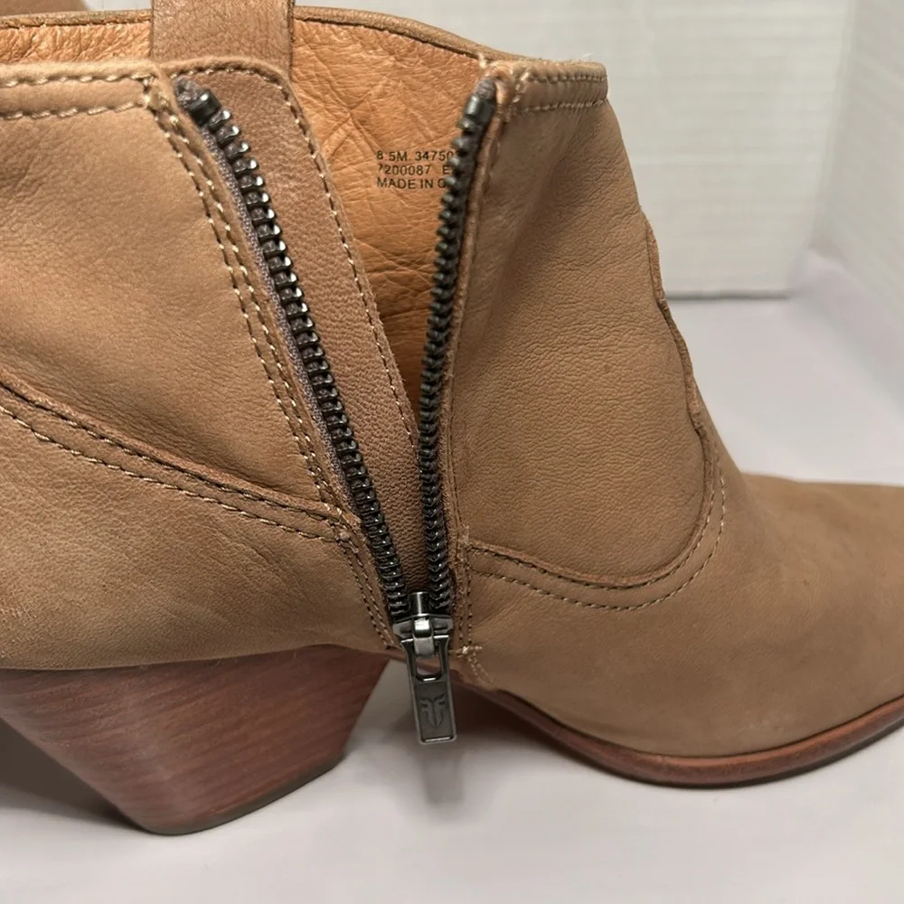 Frye Womens Reina Ash Leather Western Pointed Toe Booties Ankle Boots Size 8.5 - Picture 8 of 12